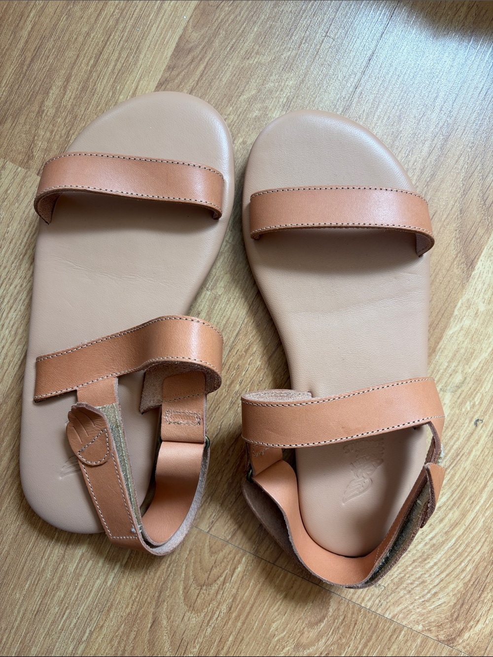 Ancient Greek Sandals Women's Tan Leather Double-Strap Slide